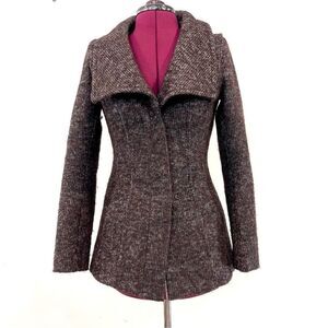 BABATON Italian Twill Wool Coat Blazer Slim Fit XXS Funnel Neck